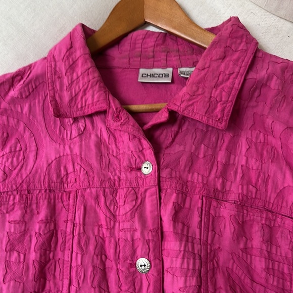 Chico’s Pink Jacket 100%Cotton Size 3 - Picture 2 of 5